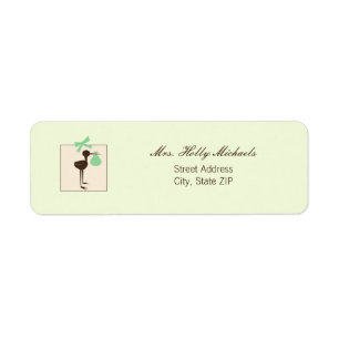 Étiquette Baby shower vert et Brown de cigogne sophistiquée