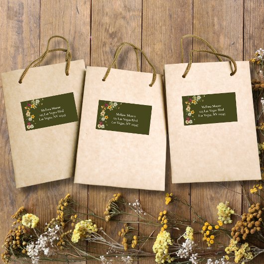 Étiquette Baby shower vert fleur sauvage rustique
