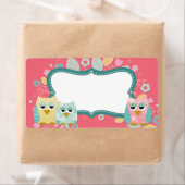 Étiquette Baby shower Whimsical Cute Fun Swirl Owl Blank (En situation)