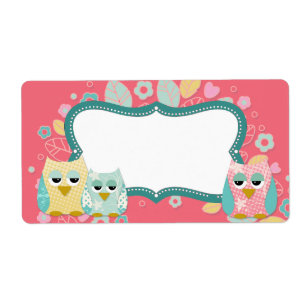 Étiquette Baby shower Whimsical Cute Fun Swirl Owl Blank