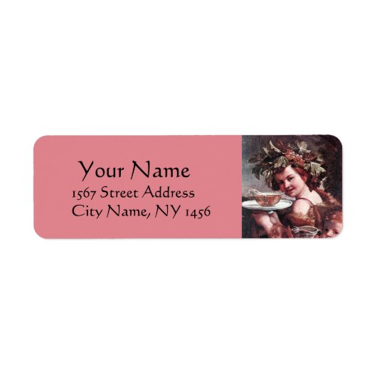 ÉTIQUETTE BACCHUS AUX RAISINS ET VIN ROSE (Devant)