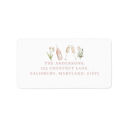 Étiquette Bachelorette de champagne moderne rose girly éléga (Devant)