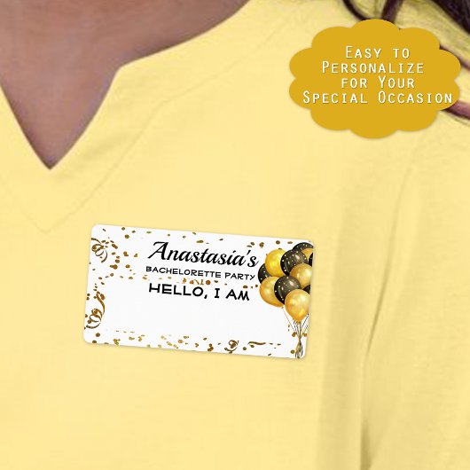 Étiquette Bachelorette Party Balloon Confetti Nom du papier