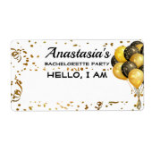 Étiquette Bachelorette Party Balloon Confetti Nom du papier (Devant)