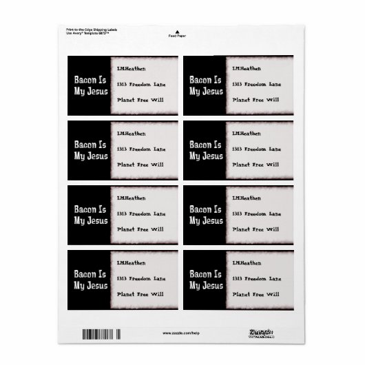 Étiquette Bacon est mon Jésus (Feuille entière)