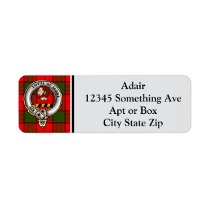 Étiquette Badge de clan Adair & Tartan Personnalisé