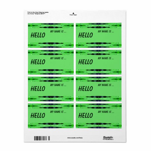 Étiquette badge de nom vert (Feuille entière)