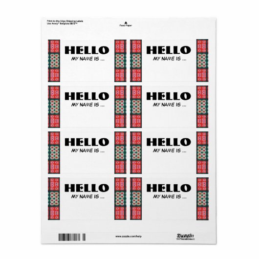 Étiquette Badge rouge vert (Feuille entière)