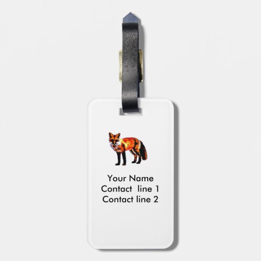 étiquette bagage art fox pour personnaliser (Dos Vertical)