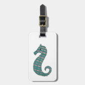 Étiquette Bagage de cheval de mer turquoise (Devant Vertical)