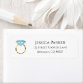 Étiquette Bague Mariage Diamant Bleu Engagée Adresse de reto (En situation)