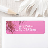 Étiquette Bahama Breeze Bronze Palm Pink Rose Gold Wedding (En situation)