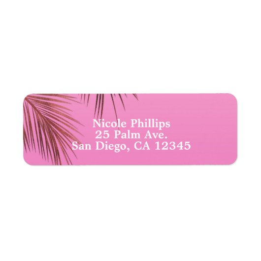 Étiquette Bahama Breeze Bronze Palm Pink Rose Gold Wedding (Devant)