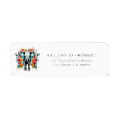 Étiquette Baie Florale Eléphant Bleu Blanc (Devant)