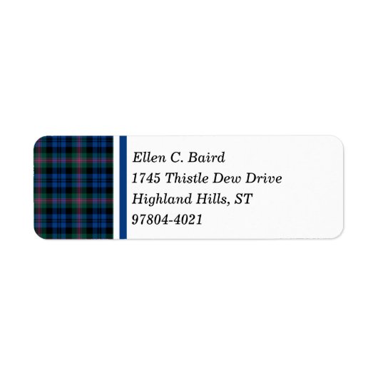 Étiquette Baird Clan bleu et vert Tartan écossais (Devant)