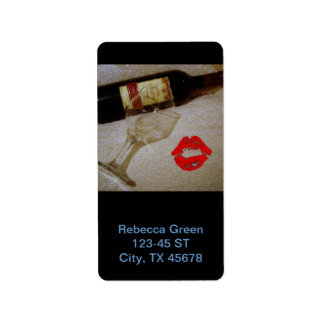 Étiquette Baiser romantique Lunettes de vin rouge I Love Vin