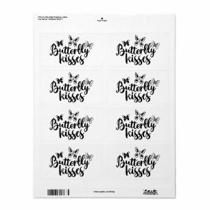 Étiquette Baisers à papillon Papillons Mariage noir blanc