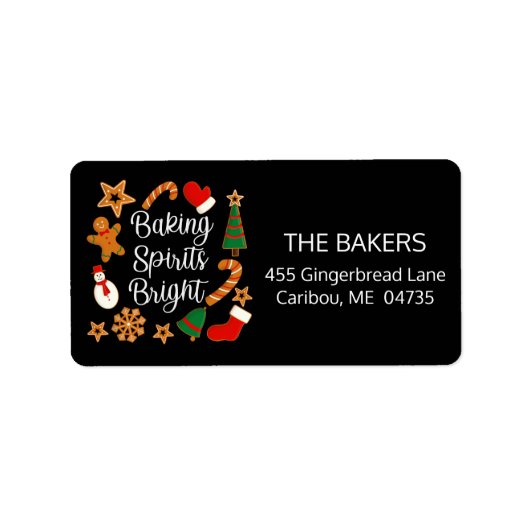 Étiquette Baking Spirits Bright Gingerbread Noël Cookie (Devant)