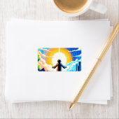 Étiquette Balance des mondes - Futuriste Pixel Art Tech (En situation)