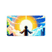 Étiquette Balance des mondes - Futuriste Pixel Art Tech (Devant)