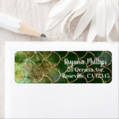 Étiquette Balances de poissons de sirène vert et or (En situation)