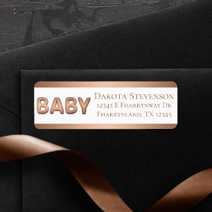 Étiquette Balcon bébé Elégant Rose Gold Douche Adresse