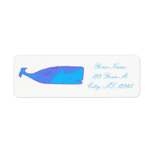 Étiquette baleine bleue nageant Thunder_Cove zazzle