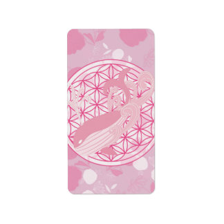 Étiquette baleine,totem animal,zen,chakra,fleur de vie