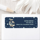 Étiquette Baleines avec Star Motif Navy Blue Adresse de reto (En situation)