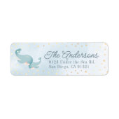 Étiquette Baleines Watercolor Blue Boy Baby shower (Devant)