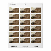 Étiquette Balise blanche Mariage campagnard en bois de marmi (Feuille entière)