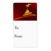 Étiquette Balise cadeau Arbre de Noël rouge et or (Devant)