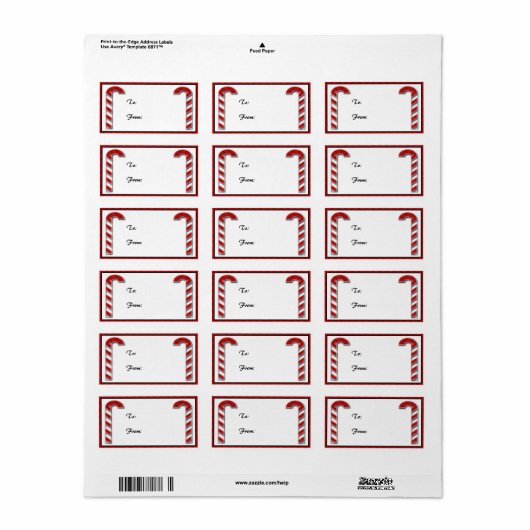 Étiquette Balise Cadeau canne (Feuille entière)