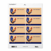 Étiquette Balise cadeau d'anniversaire de l'orange du coq (Feuille entière)