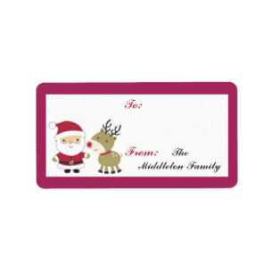 Étiquette Balise cadeau de 1,25 po x 2,75 po Père Noël Rudol