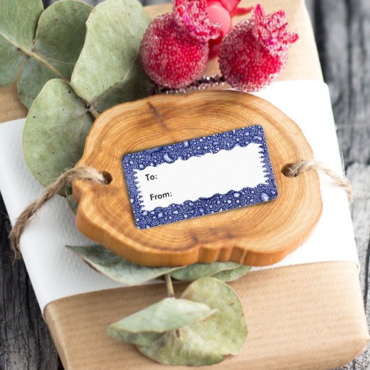 Étiquette Balise cadeau de goutte d'eau bleue Abstraite