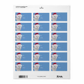 Étiquette Balise cadeau de Noël de chèvre Angora Père Noël (Feuille entière)