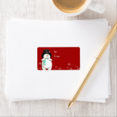 Étiquette Balise cadeau de Noël de Snowman (En situation)