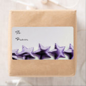 Étiquette Balise cadeau de Noël des étoiles violettes (En situation)