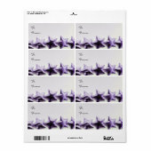 Étiquette Balise cadeau de Noël des étoiles violettes (Feuille entière)