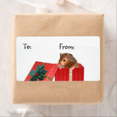 Étiquette Balise cadeau de Noël Hamster (En situation)