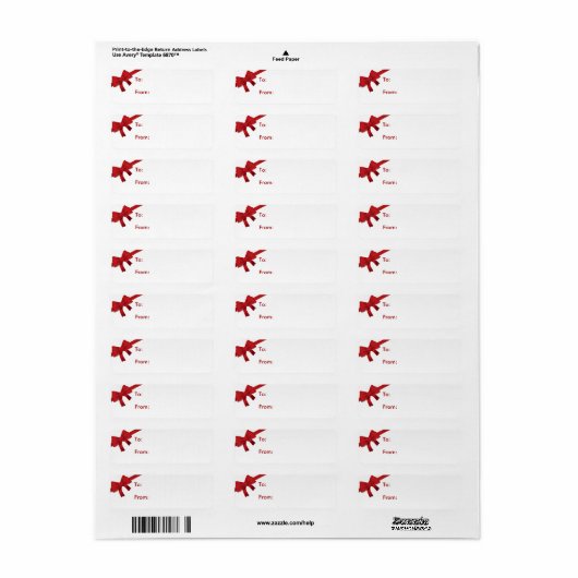 Étiquette Balise cadeau de Noël Red Bow (Feuille entière)
