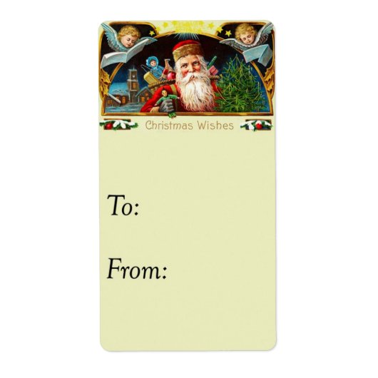 Étiquette Balise cadeau de voeux de Noël Vintage (Devant)