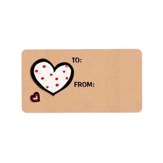 Étiquette Balise cadeau Dotty Heart kraft (Devant)