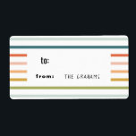 Étiquette Balise cadeau en bande colorée<br><div class="desc">Cette année,  faites-en plus facilement don avec des autocollants faciles à appliquer. Inclure votre ou vos nom(s) pour les étiquettes préimprimées ou effacer le champ Facultatif pour écrire ultérieurement.</div>