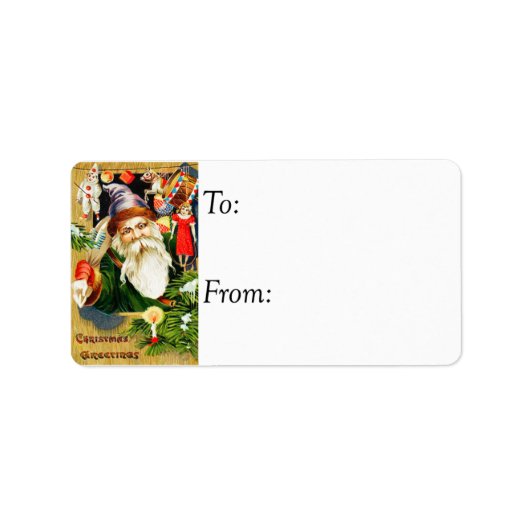 Étiquette Balise cadeau Noël Père Noël Vintage (Devant)