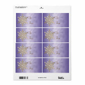 Étiquette Balise cadeau or de Flèche de neige violet Diamant (Feuille entière)