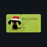 Étiquette Balise cadeau père Noël Dachshund Christmas Peel-n<br><div class="desc">Adorable chiot Dachshund avec de longues oreilles moelleuses portant un chapeau de Père Noël. Une feuille de to et de étiquettes pour coller sur tous vos cadeaux de vacances. Après avoir pris soin d’emballer vos cadeaux de Noël, ces mignons étiquettes de chien édulcorés sont la touche parfaite. Visitez le Doodle...</div>