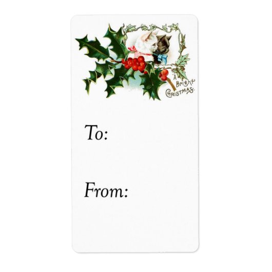 Étiquette Balise cadeau Vintage Christmas Kittens (Devant)
