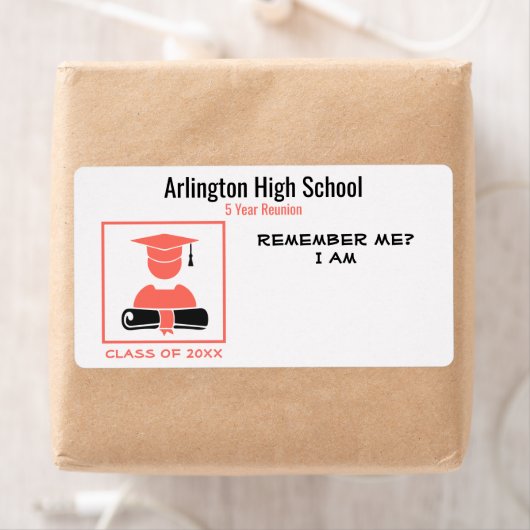 Étiquette Balise Classe Réunion / Graduation Corail noir Nom (En situation)